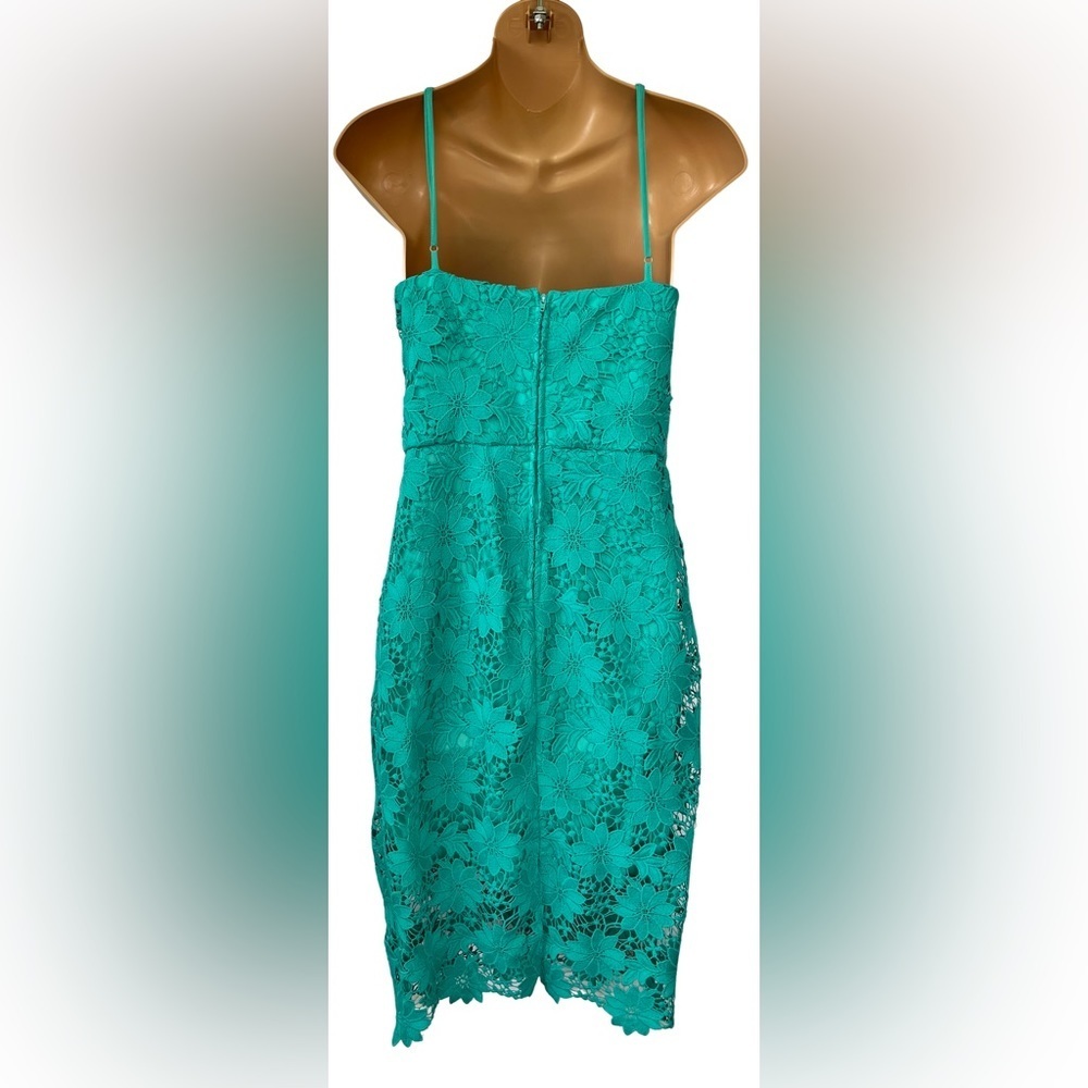 Bisou Bisou • Teal Full Lace Halter Sheath Dress • Size 10 - Picture 3 of 7